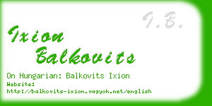 ixion balkovits business card